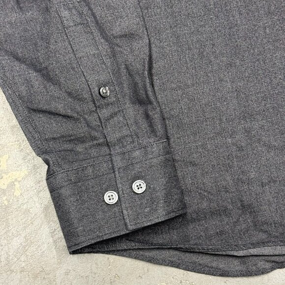 Hugo Boss Slim Fit Dress Shirt Denim "Isaak" Cotton Long Sleeve Grey 41 16 Large - Picture 4 of 11